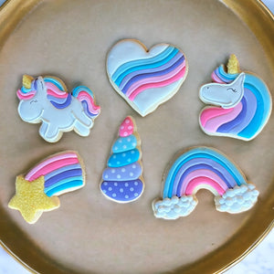 Unicorns & Rainbows Cookie Decorating Class + Cutters + Decorating Kit